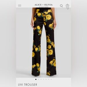Alice + Olivia Black and Yellow Floral Pants